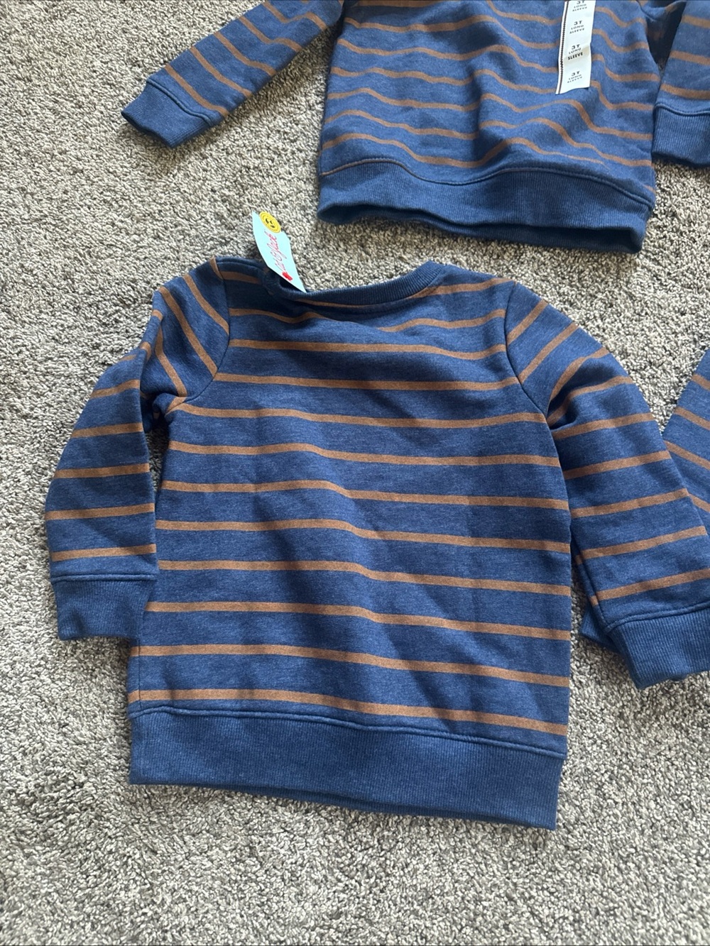 Striped Navy & Brown Kids Sweatshirt - 4-Pack Boys 3T, 4t nwt Cat & Jack - Picture 4 of 4